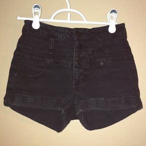 Black high waisted jean shorts